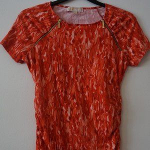 Michael Kors Shirt Orange Zip Size M